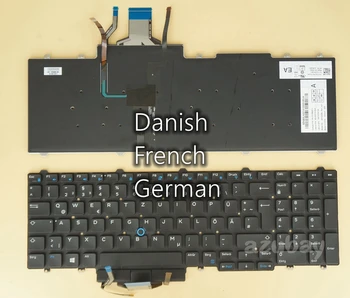 Френска Немска Датска Клавиатура за Dell Latitude 5550 E5550 E5570 5580 5590 5591 0WCKVN 02R2P6 0TJRT4 SN7232BL с подсветка