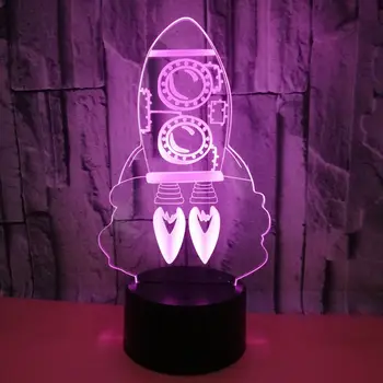 Цветни 3d Творческа Визия лека нощ Ракета 3d Стерео Настолна Лампа Лидер в Продажбите Творчески Usb Настолни Лампи За Дневна