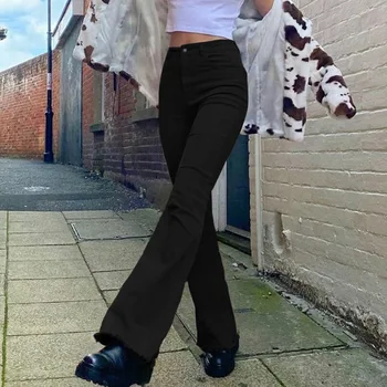 2020 Пролетно-есенни дамски кафяви Дънки в британския стил, градинска облекло в стил ретро, Стрейчевые Панталони с висока талия, ежедневните Дънки За Момичета