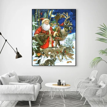 AZQSD Диамантена Бродерия Разпродажба на Коледа Дядо Коледа Картина От Страз Зимна Картина за Бродерия на кръстат бод Пълни Комплекти, аксесоари за Дома