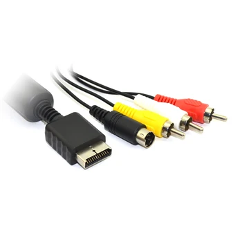 Високо качество 2в1 аудио видео кабел тел S-Video AV Кабел за PS2 PS3 игри за Playstation 2 3
