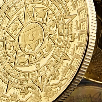 Античен Фън шуй Позлатени Икона Мексикански Азетк Предсказанието в Календара на маите Паметник Предизвикателство Метално Украшение Колекция от Монети