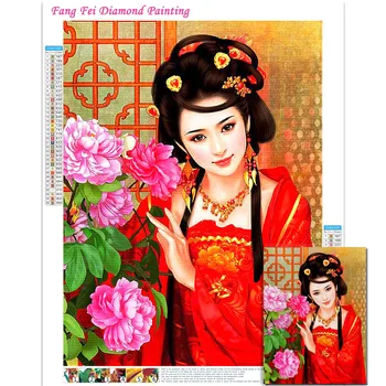 Направи си САМ Диамантена Живопис Фентъзи Китайската Древна Красиво Момиче Изкуство Аниме Бродерия на кръстат бод Модел Мозайка Занаят Декор Спални
