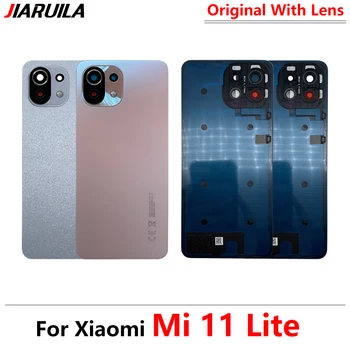 Оригинална Задна Стъклена Делото За Xiaomi Mi 11 Lite 5G Корпус на Отделението за батерията на Задния капак на отделението за батерията С Лепилен Стикер С ЛОГОТО на