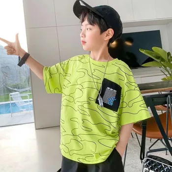 Нова детска лятна тениска за момчета с Къси ръкави и корейски Принтом, Домашен Случайни Свободен Модерен детски Топ