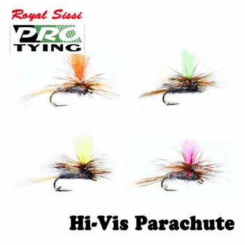 Royal Sissi 4 допълнителни цветове 6 бр./кор. 18 # мини Високо визия парашютные мухи малки сухи мухи повърхностни хранилки за птици летят риболов на стръв муха