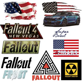 Термонаклейки Oeteldonk на дрехи, Ленти с Надпис Fallout Shelter, Флаг на САЩ, Наклеивающиеся на Желязо, за Дрехи, Термоадгезивная Нашивка