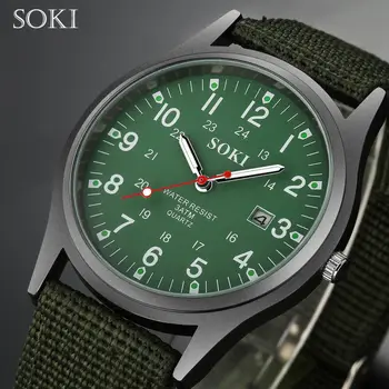 2020 последната мода SOKI брандираната благородна парусиновая дрехи мъжки часовник ежедневни модни подарък мъжки часовник с календар