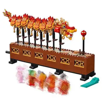 Нова година китайски танц на вятъра дракон Пролетния Фестивал момчета и момичета детски пъзел пъзел градивен елемент подарък играчка