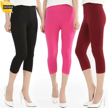 Нов Летен Стил Скъсяване на Панталони За Дама Голям Еластичен Плюс размер 7XL Карамел Цвят Меки Модални Гамаши Дамски Панталони