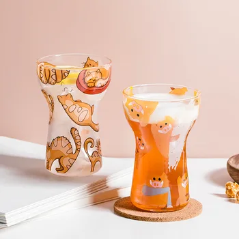 Коледа стъкло с Висока боросиликатная чаша Чаша за закуска Креативна кафеена чаша дамски чаша мляко, чаша сладко