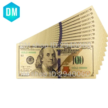 Новата Банкнота от Злато 100 долара в САЩ 24-каратово номинална стойност от 100 долара в САЩ, Националната Банкнота на САЩ, Пластмасови Парични Банкноти за Детски Колекции