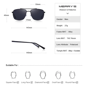 MERRYS ДИЗАЙН Класически Мъжки Слънчеви Очила Авиационна Дограма HD Поляризирани Слънчеви Очила За Мъже Шофиране UV400 Защита S8150
