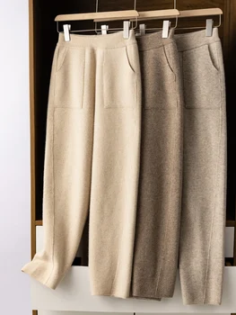 Вълнени Трикотажни Панталони-молив с джобове Must Have, Дамски Панталони Универсални Дълги Панталони От Мека топла фина Вълна, Есен-Зима, всеки ден