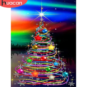 HUACAN 5d Диамантена Картина Коледно Дърво, Мозайка Стенно Изкуство Пълна Квадратна Диамантена Бродерия Пейзаж Начало Декор Ръкоделие