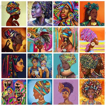 Направи си САМ 5D Диамантена Картина на Африканска Черна Жена кръст Бод Пълна Тренировка Квадратна Кръг Diamond Бродерия Цветна Снимка на Домашен Декор
