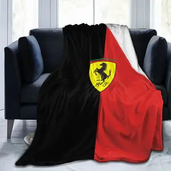 Ferrari Лого Печат Червено Одеяло Наметала Одеало за Деца, Възрастни-Леки Завивки за Легла и Разтегателен Офис 150x200 см