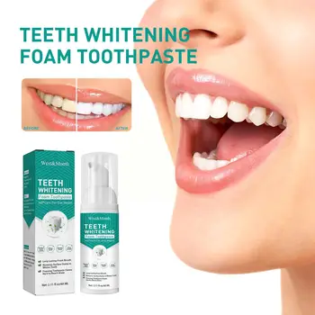 Паста за зъби Избелваща Пяна Натурален Мус За Уста Хигиена на Зъбите-Избелване на Дишането Зъболекарски Инструмент 60 мл Паста за зъби Y0Q0