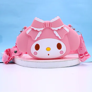 Нова Чанта На Рамото Силиконова Sanrio Kuromi Cinnamoroll Hello Kitty Kawai Аниме Портмонета за Монети, Играчки за Момичета Декор Подарък За Рожден Ден