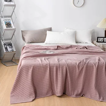Памучни клетчатое одеяло спално лятото клетчатое коварен стеганое одеяло вязаное покривки за Домашно Хотел Зелено Розово