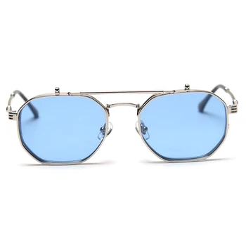 Kachawoo сгъваеми слънчеви очила мъжки поляризирани метални сребристо-сини модерни слънчеви очила за жени квадратни рамки за очила с високо качество