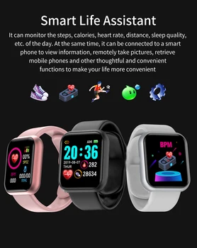 Y68 Смарт Часовници Дамски Мъжки Спортни Bluetooth Smart-Гривна за наблюдение на сърдечната честота, Кръвното Налягане Фитнес Тракер Гривна за Android и IOS