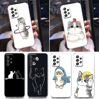 Прозрачен калъф с животни За Samsung Galaxy A51 A52 а a53 A72 A71 A73 A31 A32 A33 A11, A22, Мек Сладък Калъф, Забавен Cartoony фигура, Котка