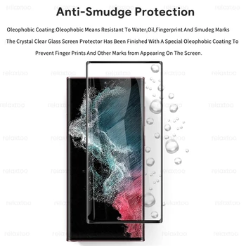 4-В-1 9D Изогнутое Защитно Стъкло За Samsung Galaxy S22 Ultra 5G Защитно фолио за екрана на камерата HD Samung S 22 Plus S22Ultra S22 +