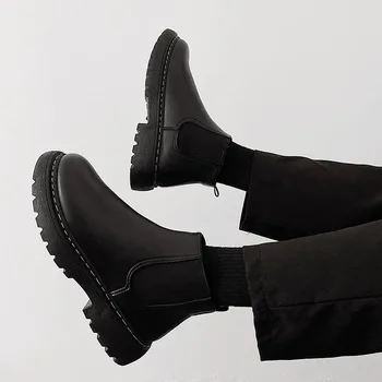 Мъжки нескользящие обувки 2021 Мъжки зимни обувки Челси Висококачествени Инструментални обувки Англия Мултифункционални обувки на Челси на дебела подметка