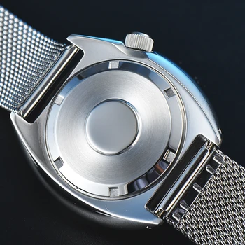 Мъжки часовник PARNSRPE Diver Burst светло син Циферблат Сапфир кристал Стъкло Японски механизъм NH36 Показател от седмицата и Дата