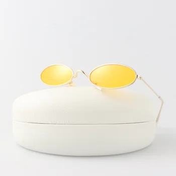 Овални Реколта Кръгли Слънчеви Очила Дамски Маркови Дизайнерски Индивидуалност Слънчеви Очила Дамски Модни Океана Цвят На Малка Дограма Oculos De Sol