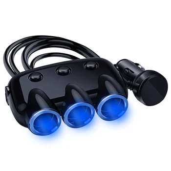 Yantu 12/24-120 W Черен Авто USB Автомобилни Запалки Адаптер Конектор Сплитер Конвертор 5 3.1 A зарядно за кола със Синя LED