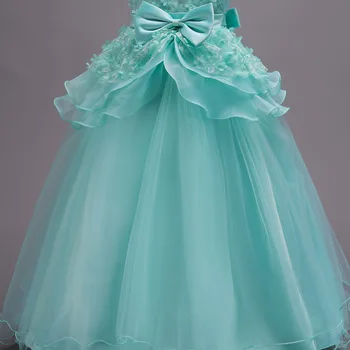 2018 НОВА рокля за сватбени партита с цветни листенца за момичета, детски принцеса рокля с лък, дълга Рокля в пода, детски дрехи за момиченца от 3 до 14 години, детско